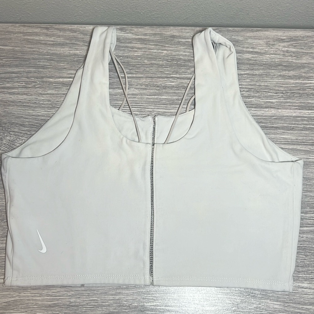 Nike Yoga Luxe Infinalon Cropped Tank Top Ivory White Large